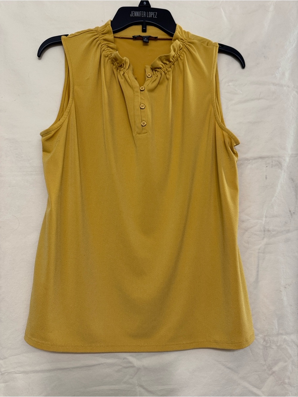 Adrianna Papell Mustard/gold Ruffle-Neck Sleeveless Shell